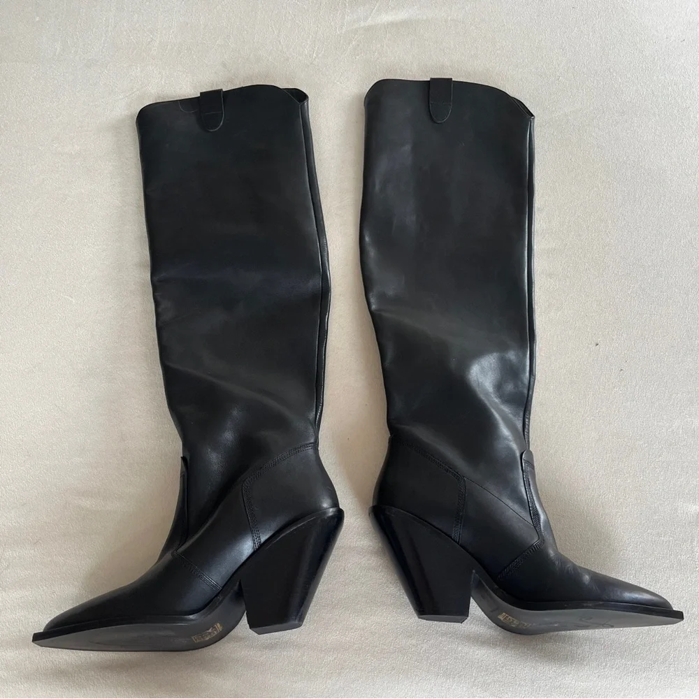 Free People Triple Crown Over The Knee Boot Black Leather Slouchy